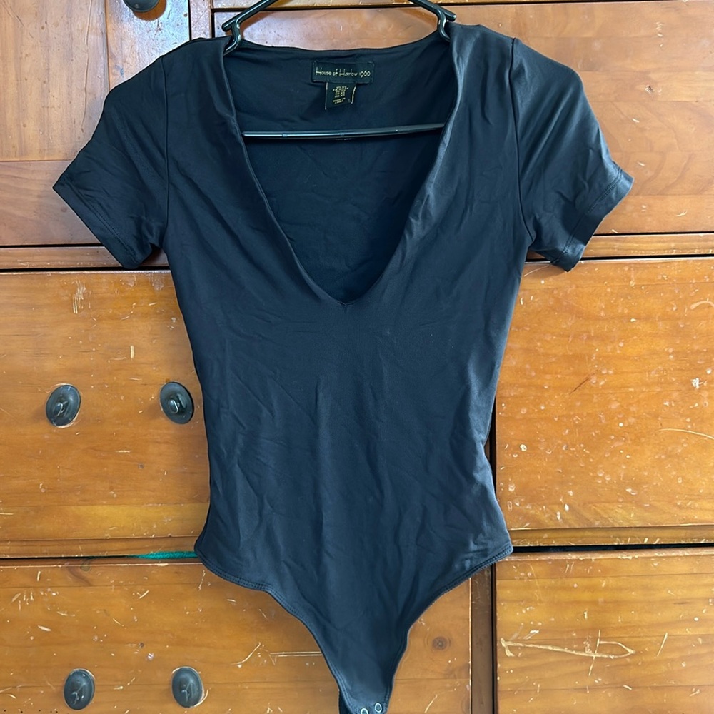 House of Harlow 1960 bodysuit deep v neck black size XS
